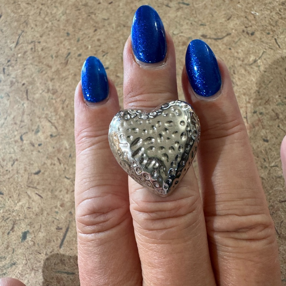Lia Sophia Textured Silver Heart Ring